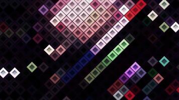 Colorful bright dance of magic squares on a black background with the stop motion effect. Motion. Sound equalizer application interface. video