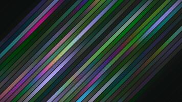 Colorful diagonal stripes shimmer on black background. Motion. Bright multicolored lines shimmer beautifully. Holographic multicolored flickering of diagonal lines video