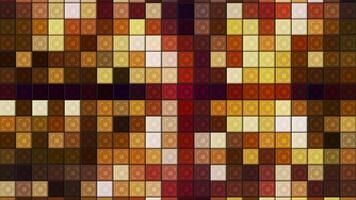 Abstract background of colorful mosaic wall with blinking flat shapes, seamless loop. Motion. Randomly moving surface with rows of squares. video