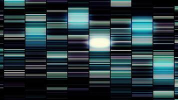 resumen antecedentes con Moviente neón de colores líneas en negro antecedentes. movimiento. hipnótico azul y negro horizontal luz de neón instrumentos de cuerda brillante rápido, sin costura bucle. video