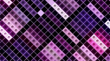 Violeta rectangular losas en sin costura lazo animado mosaico. movimiento. geométrico plano formas con puntos dentro de cada cuadrado. video