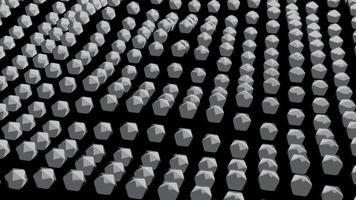 Background with moving silver 3D octahedron, seamless loop. Design. Simple figures field like pulsating rings on a black background, monochrome. video