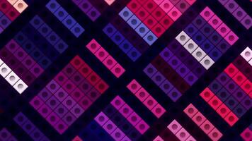 Violet rectangular tiles in seamless loop animated mosaic. Motion. Geometric flat shapes with dots inside of each square. video