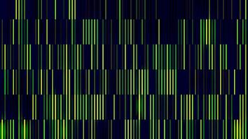 Abstract green narrow lines flowing fast on a black background, seamless loop. Motion. Disco wall background created by reflected colorful stripes. video