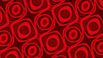 Digital abstract animation with kaleidoscopic red transforming circles. Design. Rotating changing surface with geometric silhouettes becoming straight parallel lines. video