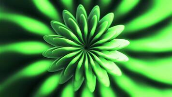 Beautiful 3d flower rotating in center. Motion. 3D flower with rotating and changing petals. Hypnotic flower with changing petals video