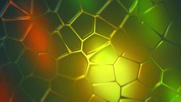 Futuristic abstract hexagonal grid background, colorful rotating surface. Motion. Hexagon cell texture, concept of biology. video