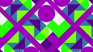 Bright and colorful figures move in retro style. Motion. Beautiful animation with moving geometric shapes. Motion design in style of 80s video