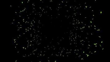 Flying through outer space with flying green dust particles, seamless loop. Animation. Cosmic background with small green particles. video