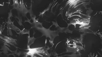 Abstract monochrome viscous substance, seamless loop. Motion. Black and white sticky texture with light flares. video