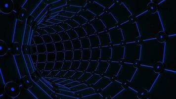 Moving inside tube like tunnel with neon lines. Design. Bright neon lines creating effect of the endless corridor. video