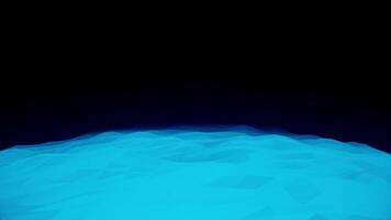 Glowing surface on black background. Animation. Moving on virtual surface of glowing planet. Bright holographic surface with black horizon video