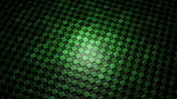 Abstract rotating dark green chequered surface with one light spot in the middle surrounded by shadow. Design. Spinning squared floor texture, seamless loop. video