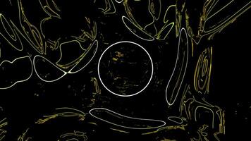 Black background.Design. Yellow rings on the background of clear water in abstraction shimmer with shadow video