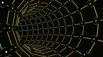 Moving inside tube like tunnel with neon lines. Design. Bright neon lines creating effect of the endless corridor. video