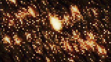 Golden iridescent background with pixels. Motion. Stylish background with brilliant shimmering golden waves. Bright background for fashion show with golden waves of pixels video