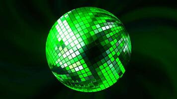 Rotating disco ball on colored background. Motion. Beautiful ball with glass squares for holiday. Disco ball atypical rotates in space video