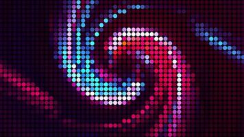 Colorful spiral rotating mosaic. Motion. Beautiful retro image of colorful galaxy rotating in space. Holographic image of rotating multi-colored spiral of pixels video