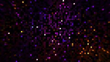 Animation background with the motion of glowing mosaic tiles, seamless loop. Design. Blinking squares with shine light, concept of party and dance floor. video