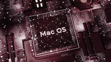 Juli 24.2019,4k Mac OS Wort Apfel Unternehmen Marke Logo Etikett Wolke, binär Computer code.the Matrix binär Text Design Animation, Veränderung von Null zu einer Ziffern, abstrakt Technik Hintergrund. video
