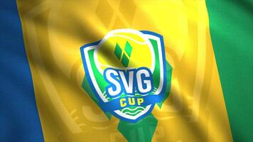 Saint Vincent and the Grenadines Football Federation fluttering flag. Motion. Vertical lines of an abstract waving flag fabric, seamless loop. For editorial use only. video