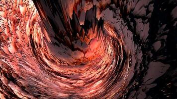 Swirling tornado of black and red color, seamless loop. Motion. Beautiful transforming rotating tornado surface with ripples. video