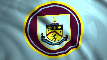 Flags of football clubs in England. Motion. Beautifully waving flags of football teams of Great Britain. Flag with emblem of Burnley football club video