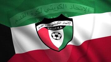 Abstract waving Kuwait Football Association flag, seamless loop. Motion. Concept of sport games. Editorial use only. video