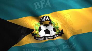 Abstract Bahamas Football Association flag cloth movements. Motion. Bahamian loopable flag with highly detailed fabric texture. For editorial use only. video