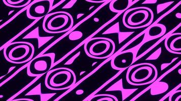 Color animated pattern with flowing circles and rings. Design. Beautiful pattern with lines and rings flowing on dark background. Animated cartoon pattern with lines and circles video