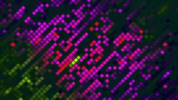 Animation background with the motion of glowing mosaic tiles, seamless loop. Design. Blinking squares with shine light, concept of party and dance floor. video