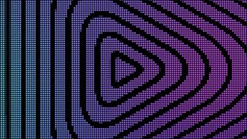 Geometric background with widening triangles in endless motion. Motion. Black silhouettes of triangles with smoothed angles in front of colorful gradient purple and blue squares, seamless loop. video
