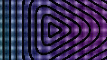 Geometric background with widening triangles in endless motion. Motion. Black silhouettes of triangles with smoothed angles in front of colorful gradient purple and blue squares, seamless loop. video