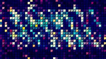 Abstract shiny light pixel block moving background, seamless loop. Motion. Pixelated multicolored block moving wall with blinking squares. video