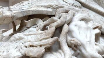 Sculpture, France, Pierre PUGET, Marseille, Perseus and Andromeda, in the Louvre from the Park of Versailles, at the entrance to the Avenue Royal, Carrara marble video