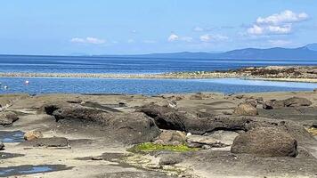 Low tides in the Pacific Ocean on Vancouver Island in Canada are visible to my fellow countrymen and somewhere on the pier there is a ship that may soon capsize because the water is leaving video