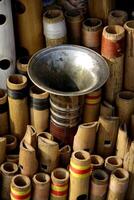 seller of bamboo flutes, varanasi, india photo