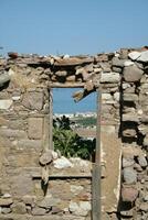 ruins of a house, lesbos, greece photo