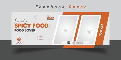 Food menu and restaurant Facebook cover vector