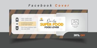 Food menu and restaurant Facebook cover vector