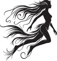 illustration of Mermaid silhouette, women with fishtail vector