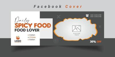 Food menu and restaurant Facebook cover vector