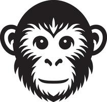 Monkey Face illustration flat black and white clipart icon design template vector