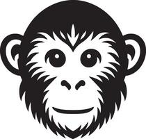 Monkey Face illustration flat black and white clipart icon design template vector