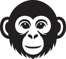 Monkey Face illustration flat black and white clipart icon design template vector