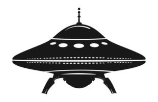 UFO alien spacecraft black silhouette collection, simple alien ship symbol, space flying saucer. vector