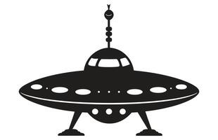 UFO alien spacecraft black silhouette collection, simple alien ship symbol, space flying saucer. vector