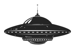 UFO alien spacecraft black silhouette collection, simple alien ship symbol, space flying saucer. vector