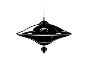 UFO alien spacecraft black silhouette collection, simple alien ship symbol, space flying saucer. vector