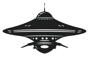 UFO alien spacecraft black silhouette collection, simple alien ship symbol, space flying saucer. vector